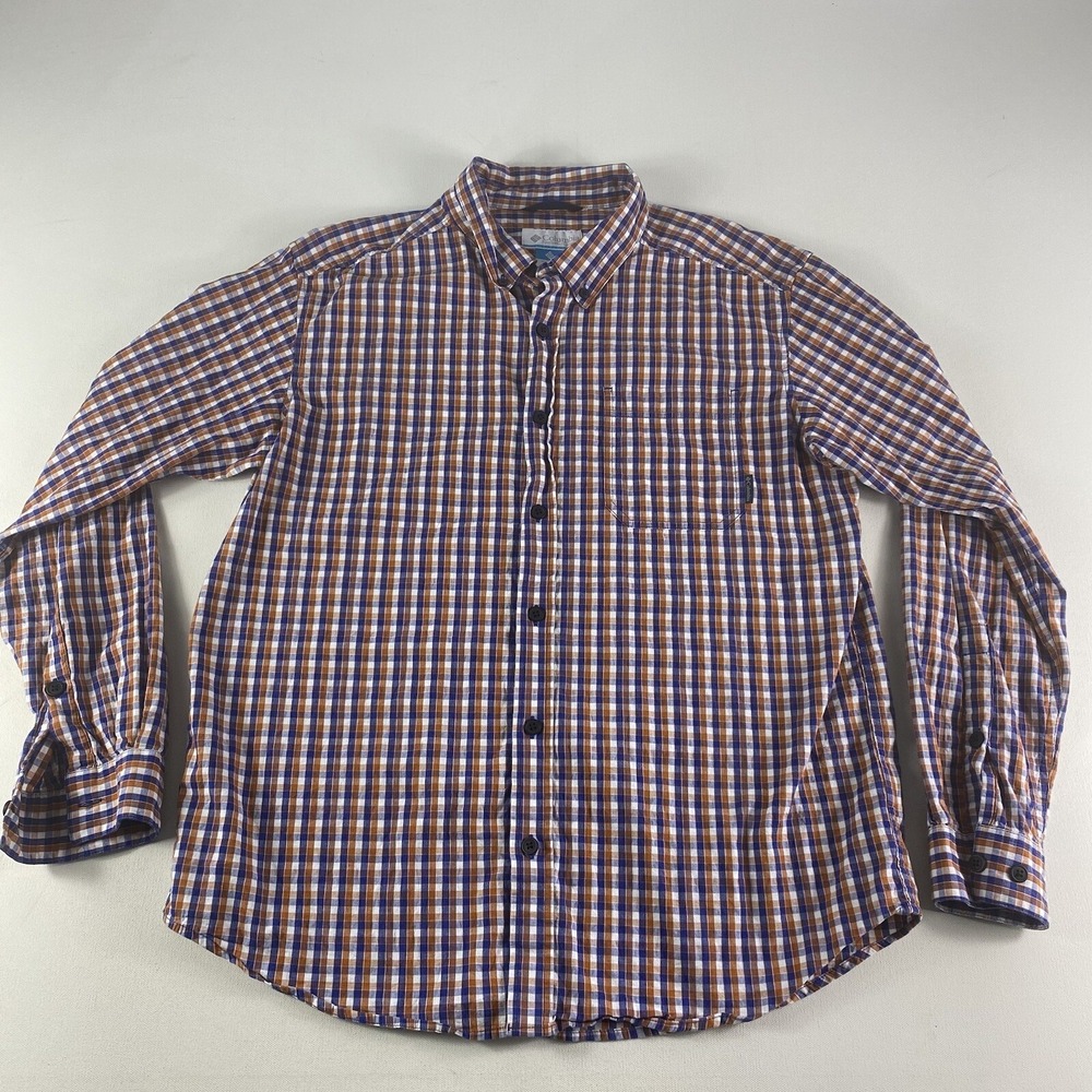 Columbia Button Down Shirt Men's Large Check Long Sleeve Cotton Hunting
